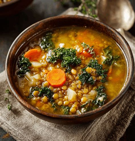 Bol de soupe aux lentilles et pois chiches