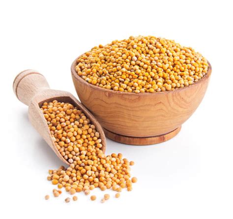 Graines de moutarde sautant dans une poêle