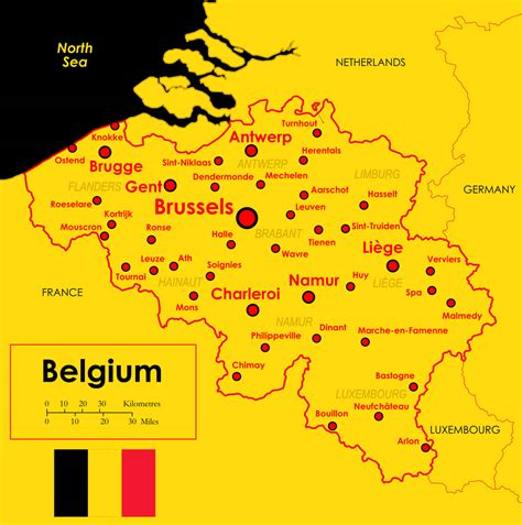 Carte de la Belgique avec les principales villes