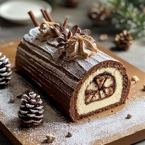 Bûche de Noël chocolat cassis décorée