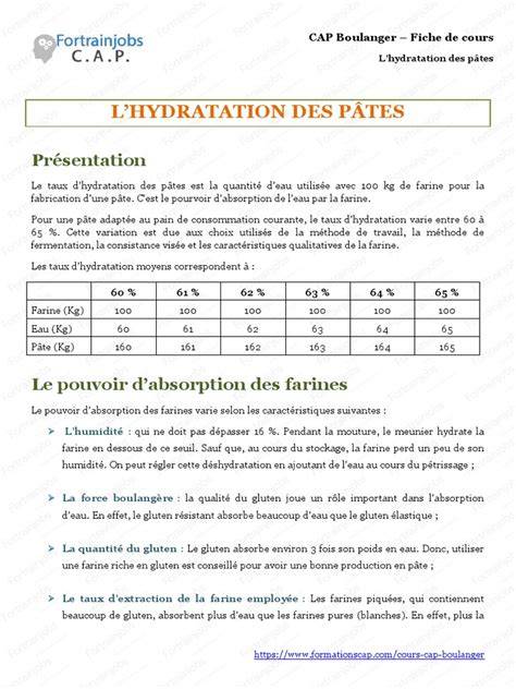 Carte des préférences de farines et taux d'hydratation pour baguettes