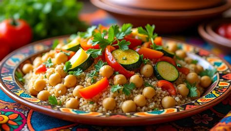 Plat de couscous avec des pois chiches