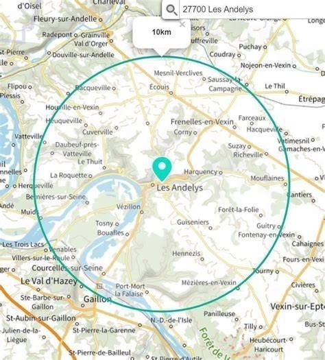 carte régionale des Andelys et autour du moulin