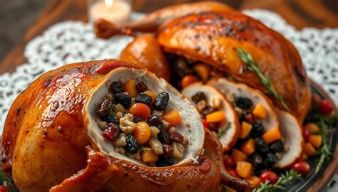 Ingrédients pour une farce savoureuse : fruits secs, noix, champignons et foie gras