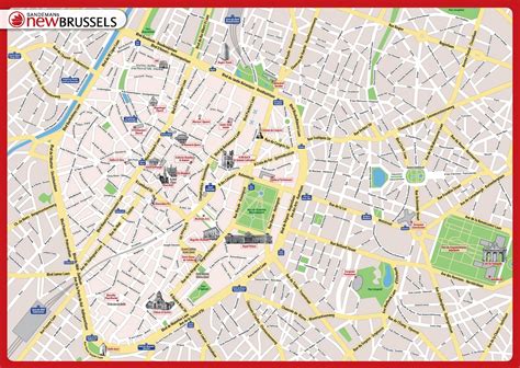 Carte montrant Bruxelles et les lieux historiques liés à la gaufre