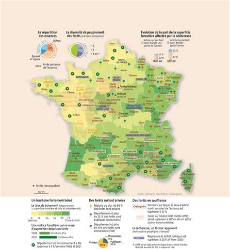Carte illustrant les variantes régionales: Alsace et France forêt