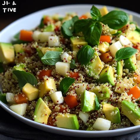 Image illustrative montrant quinoa, chou blanc et avocat dans une assiette colorée
