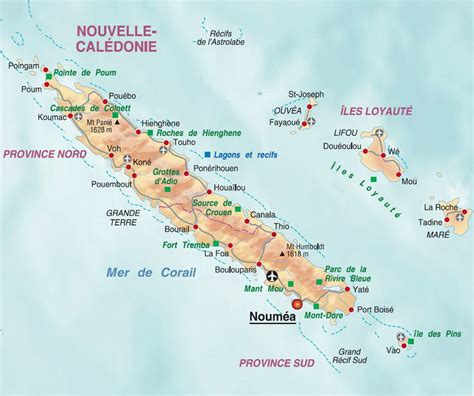 Carte de la Nouvelle-Calédonie indiquant les zones touchées par les émeutes