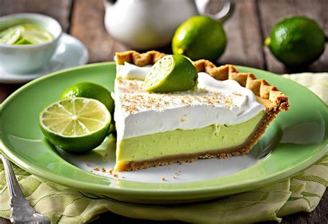 Une tranche de Key Lime Pie avec une garniture de meringue